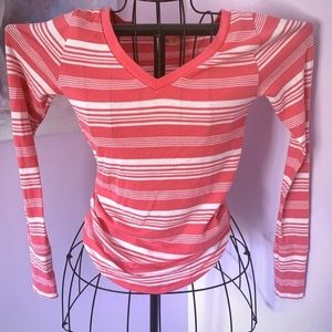 HOLLISTER Pink and White Striped Long Sleeve Tee